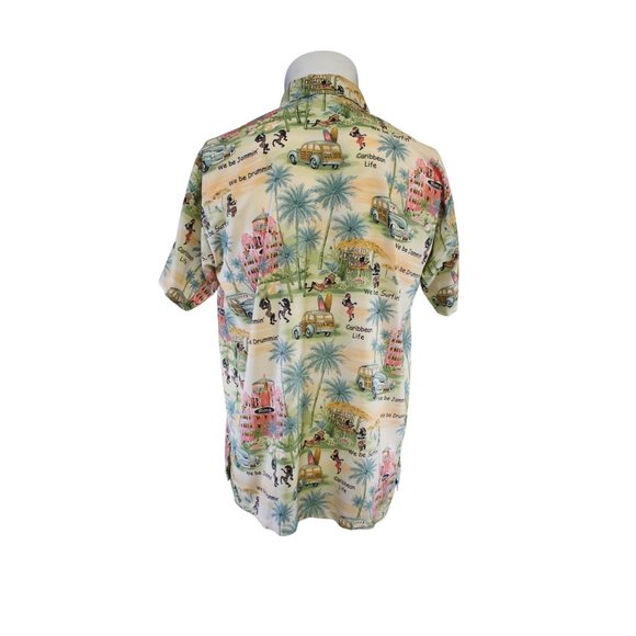 Rima Beach World/ Short Sleeved button Up/(Size M)/ Caribbean print/(100% Terivo - Picture 2 of 10